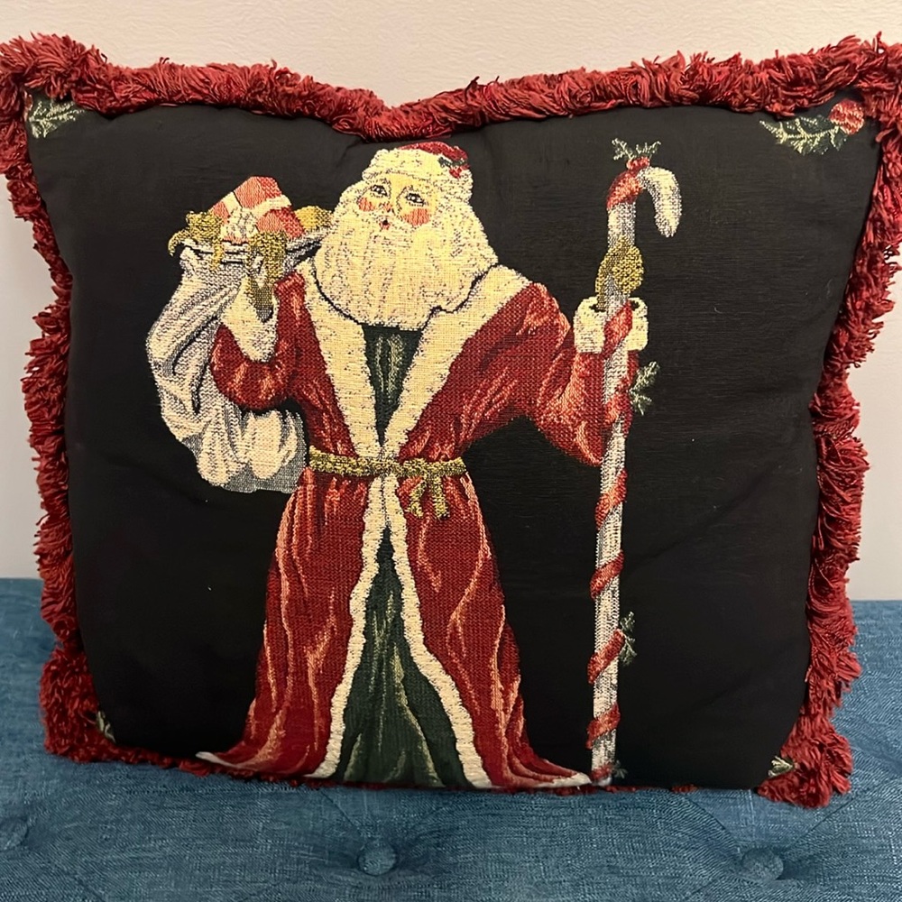 Embroidered Santa Pillow -16x16